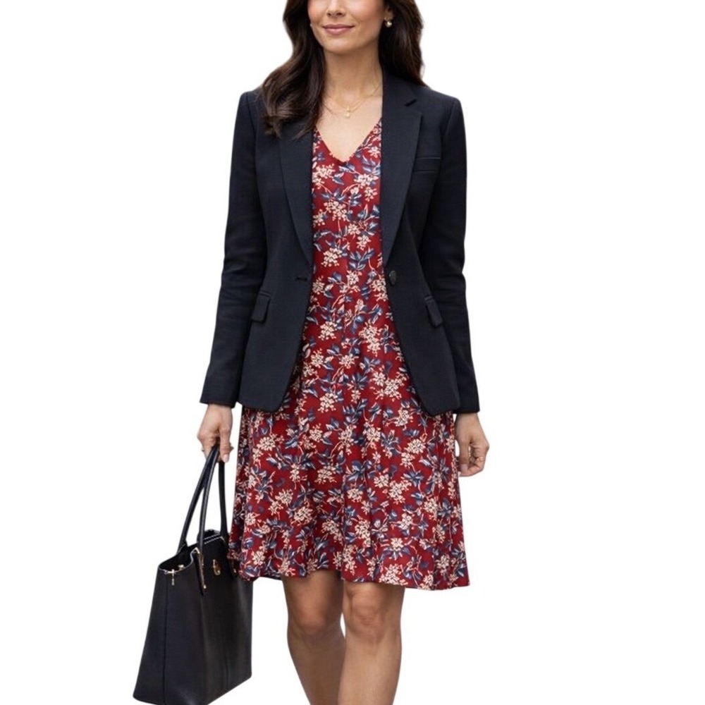 Madewell Women's V Neck Button-Back Antique Flora Long Sleeve Midi Dress Size M